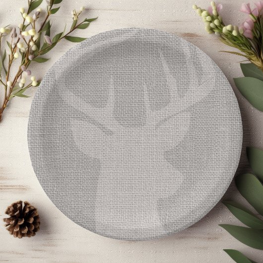 Rustic Grey Burlap Deer Buck Papieren Bordje