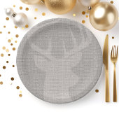 Rustic Grey Burlap Deer Buck Papieren Bordje