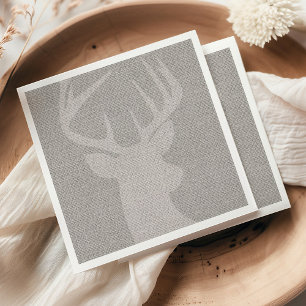 Rustic Grey Burlap Deer Buck Servet