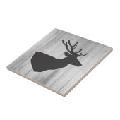 Rustic Grey Deer Silhouette & Grey Barn Wood Tegeltje (Zijkant)