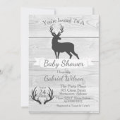 Rustic Grey Deer Silhouette & White Wood Kaart (Voorkant)