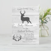 Rustic Grey Deer Silhouette & White Wood Kaart (Staand voorkant)