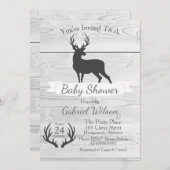 Rustic Grey Deer Silhouette & White Wood Kaart (Voorkant / Achterkant)