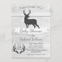 Rustic Grey Deer Silhouette & White Wood