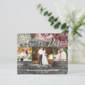 Rustic Grey Dusty Pink Roses Foto opslaan Datum (Staand voorkant)
