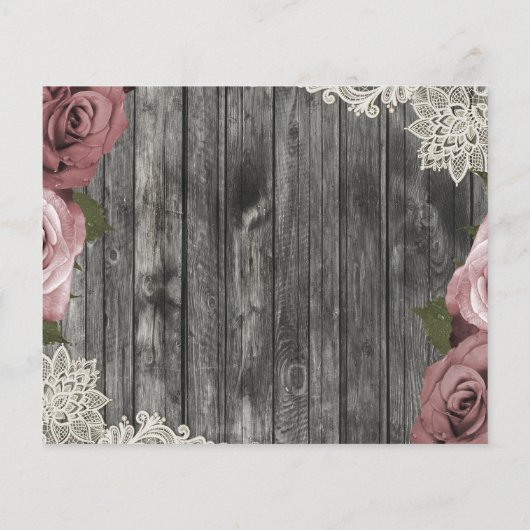 Rustic Grey Dusty Pink Roses Foto opslaan Datum (Achterkant)