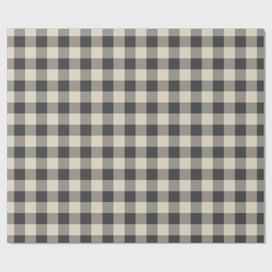 Rustic Grey en Beige Buffalo Check Cadeaupapier (Vlak)