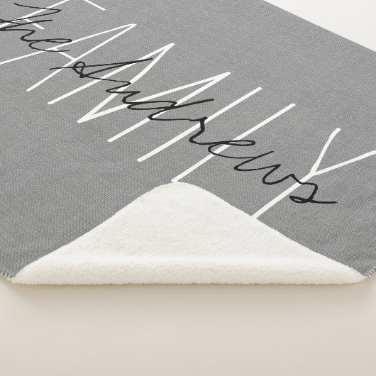 Rustic Grey Family Monogram Sherpa Deken (3/4)