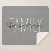 Rustic Grey Family Monogram Sherpa Deken (Voorkant (horizontaal))