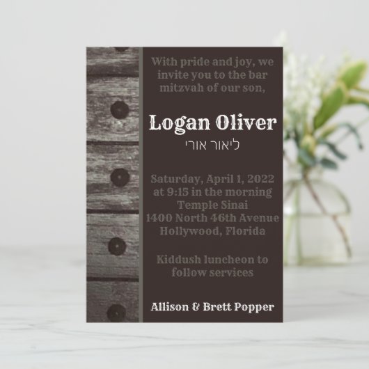 Rustic Grey Fence Uitnodiging (Staand voorkant)