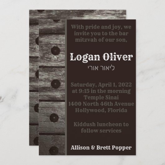 Rustic Grey Fence Uitnodiging (Voorkant / Achterkant)