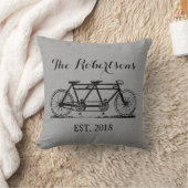 Rustic Grey Fietsbruiloft Monogram Kussen (Deken)