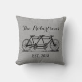 Rustic Grey  Fietsbruiloft Monogram Kussen (Voorkant)