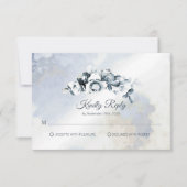Rustic Grey Floral Waterverf Wedding RSVP (Voorkant)