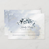 Rustic Grey Floral Waterverf Wedding RSVP (Voorkant / Achterkant)