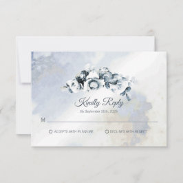 Rustic Grey Floral Waterverf Wedding RSVP