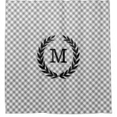 Rustic Grey Gingham Country Monogrammed Douchegordijn (Voorkant)