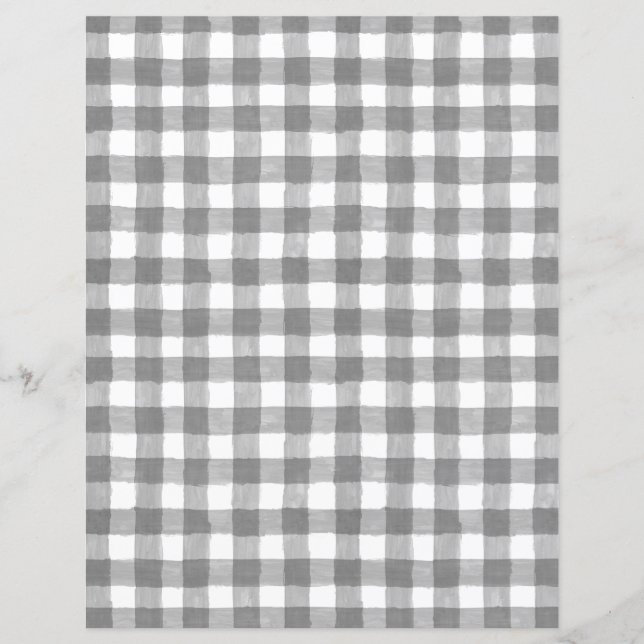Rustic Grey Gingham Paper Sheet (Voorkant)