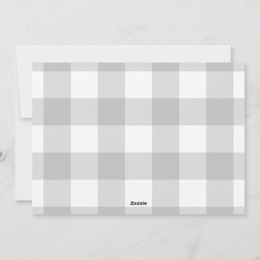 Rustic Grey Gingham Vrolijk kerstfeest Feestdagenkaart (Achterkant)