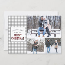 Rustic Grey Gingham Vrolijk kerstfeest