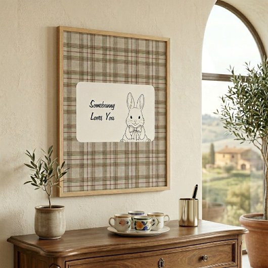 Rustic Grey Gingham Wall Art - Western Style Decor Poster