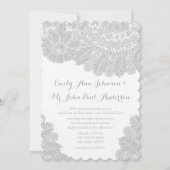 Rustic Grey Heirloom Lace Wedding Invitations Kaart (Voorkant)