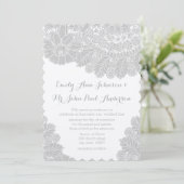 Rustic Grey Heirloom Lace Wedding Invitations Kaart (Staand voorkant)