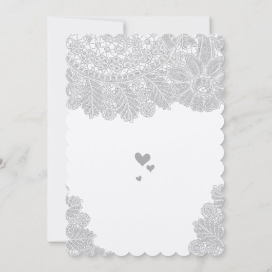 Rustic Grey Heirloom Lace Wedding Invitations Kaart (Achterkant)