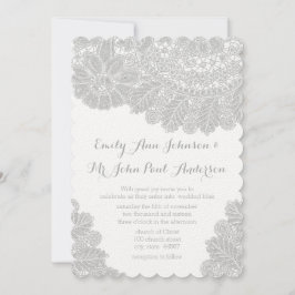 Rustic Grey Heirloom Lace Wedding Invitations Kaart
