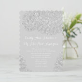 Rustic Grey Heirloom Lace Wedding Invitations Kaart (Staand voorkant)