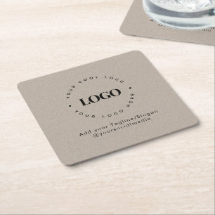 Rustic Grey Kraft Rustic Circle Custom Company Log Kartonnen Onderzetters