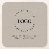 Rustic Grey Kraft Rustic Circle Custom Company Log Kartonnen Onderzetters (Voorkant)