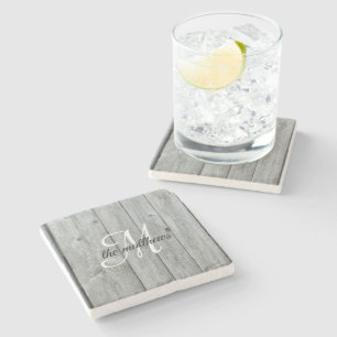 Rustic Grey Land Barn Monogram Familienaam Stenen Onderzetter