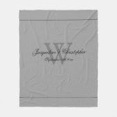 Rustic Grey Monogram Pas getrouwd & Wedding Gift C Fleece Deken (Voorkant)