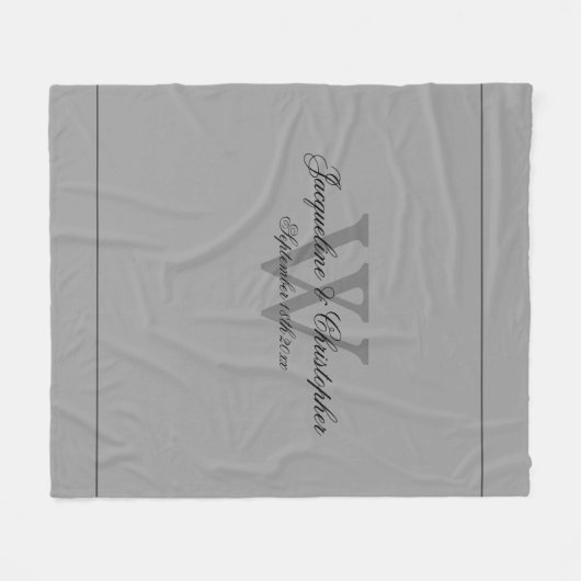 Rustic Grey Monogram Pas getrouwd & Wedding Gift C Fleece Deken (Voorkant (Horizontaal))
