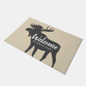 Rustic Grey Moose Silhouette & Family Name Welkom Deurmat (Schuin)