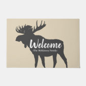 Rustic Grey Moose Silhouette & Family Name Welkom Deurmat (Voorkant)