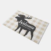 Rustic Grey Moose Silhouette & Family Name Welkom Deurmat (Schuin)