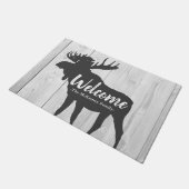 Rustic Grey Moose Silhouette & White Grey Wood Deurmat (Schuin)