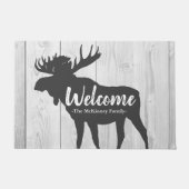 Rustic Grey Moose Silhouette & White Grey Wood Deurmat (Voorkant)