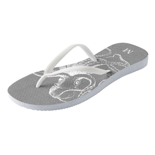 Rustic Grey  Octopus Monogram Teenslippers (Schuin)