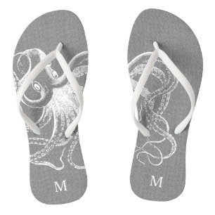 Rustic Grey  Octopus Monogram Teenslippers