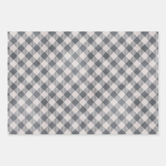 Rustic Grey Pset en Three Matching Pattern Inpakpapier Vel (Voorkant)