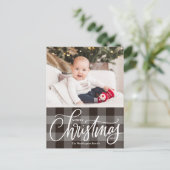 Rustic Grey Pset Merry-kerstfoto Feestdagenkaart (Staand voorkant)