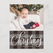 Rustic Grey Pset Merry-kerstfoto Feestdagenkaart (Voorkant)