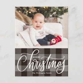 Rustic Grey Pset Merry-kerstfoto Feestdagenkaart