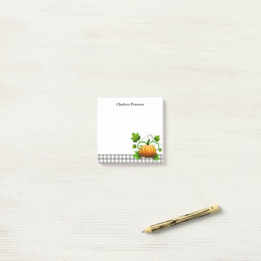 Rustic Grey Pset & Pumpkin Thanksgiving herfst Post-it® Notes (Op bureau)