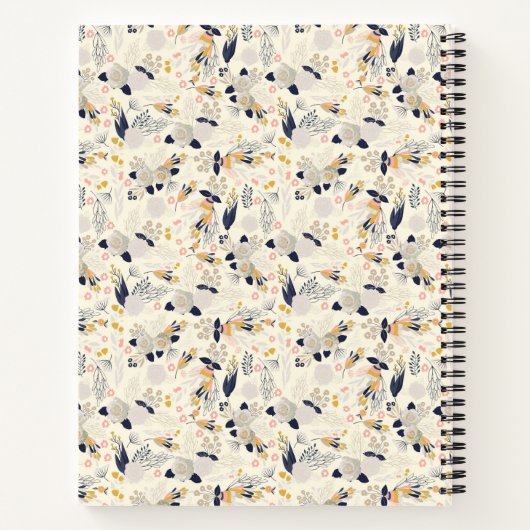 Rustic Grey Roos Floral Pattern Custom Name Recipe Notitieboek (Achterkant)