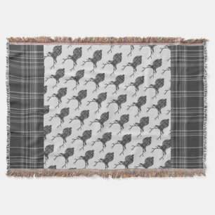 Rustic Grey Scottish Tartan Stags Head Antler Deken