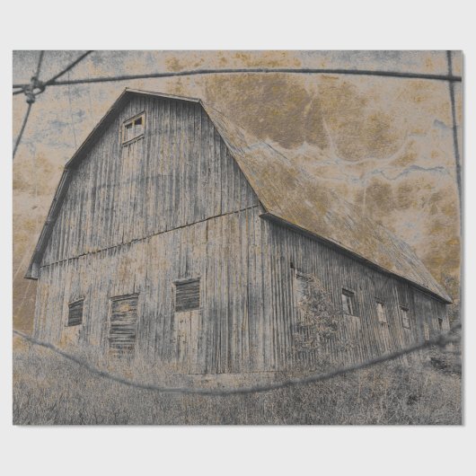 Rustic Grey Sepia Barn  weefseltape Cadeaupapier (Vlak)